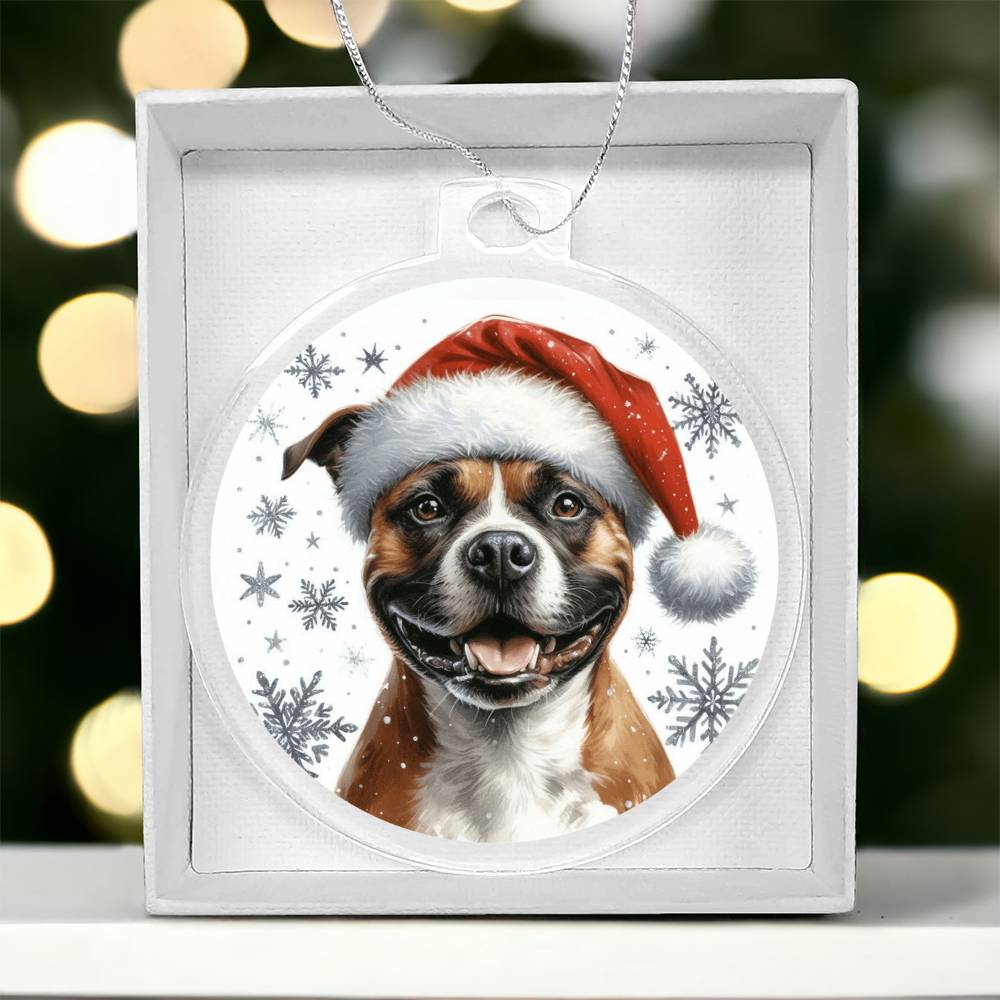 Christmas Dog - Staffordshire Bull Terrier - Acrylic Ornament