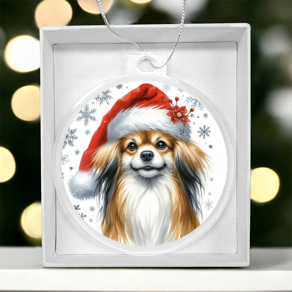 Christmas Dog - Tibetan Spaniel - Acrylic Ornament