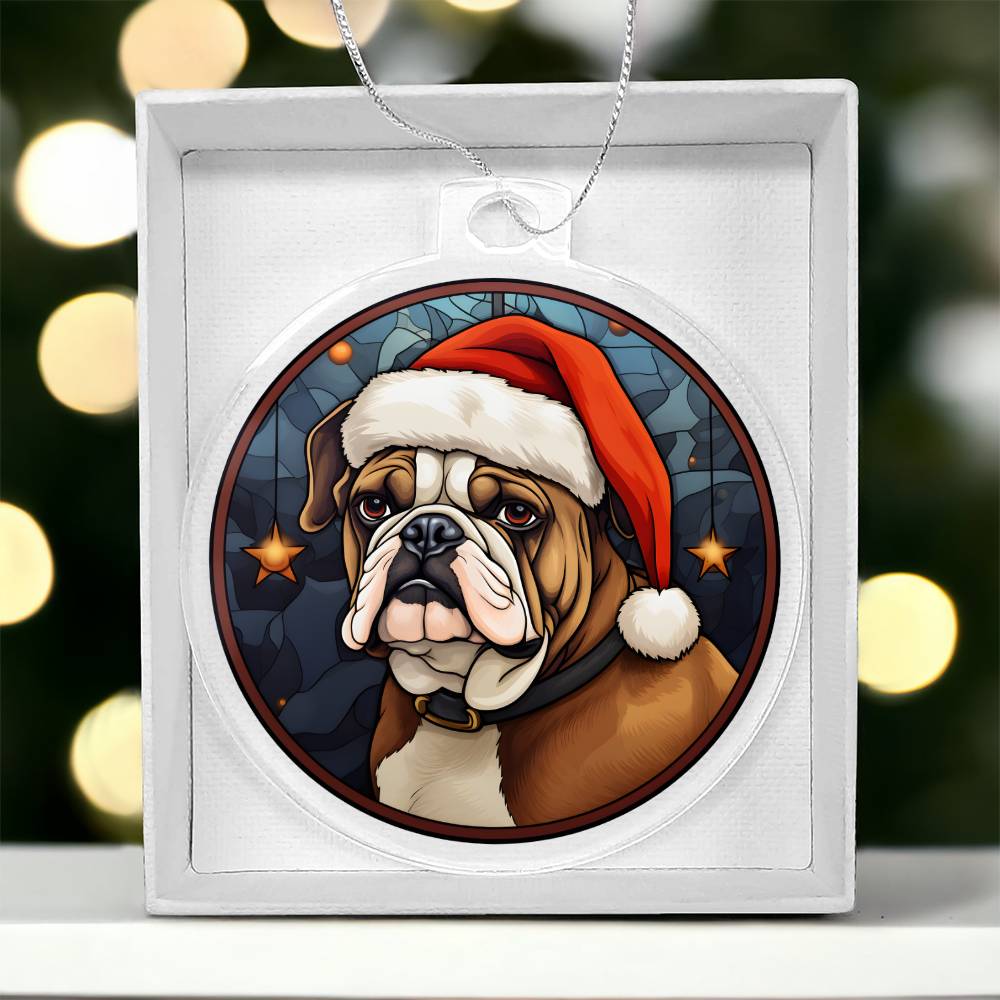 Dog Stained Glass Christmas Design 020 - Acrylic Ornament