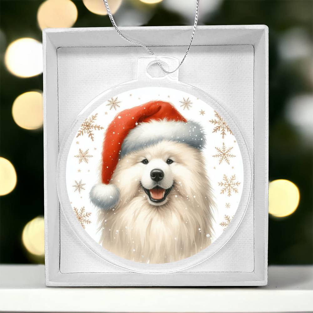 Christmas Dog - Samoyed - Acrylic Ornament