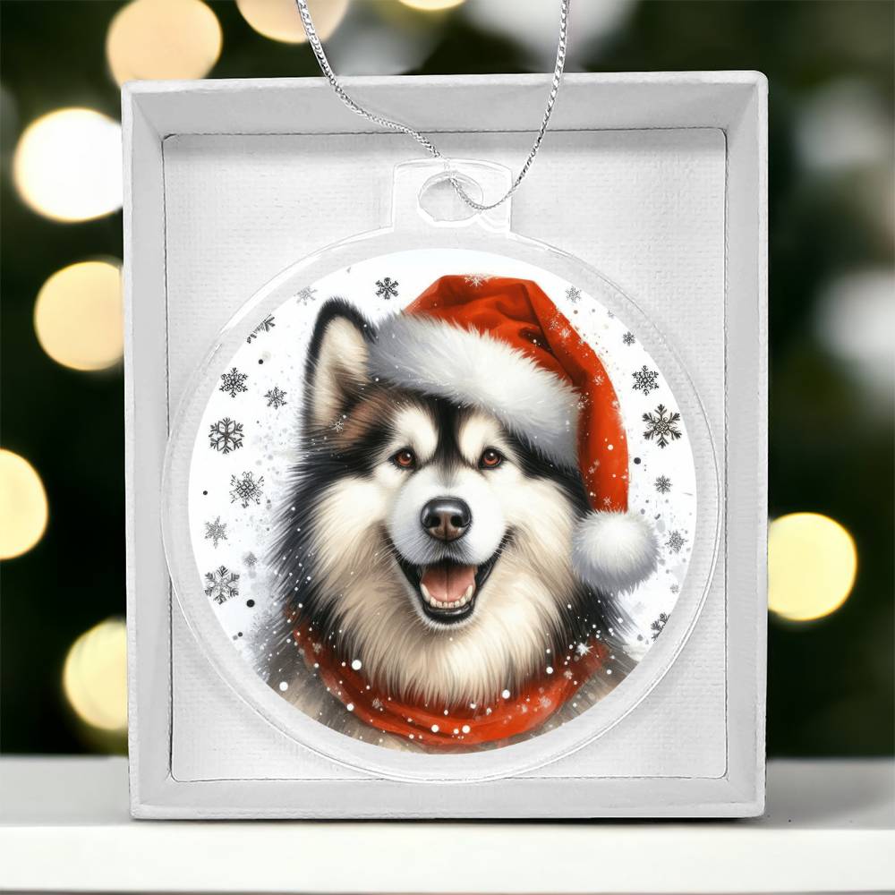 Christmas Dog - Alaskan Malamute - Acrylic Ornament