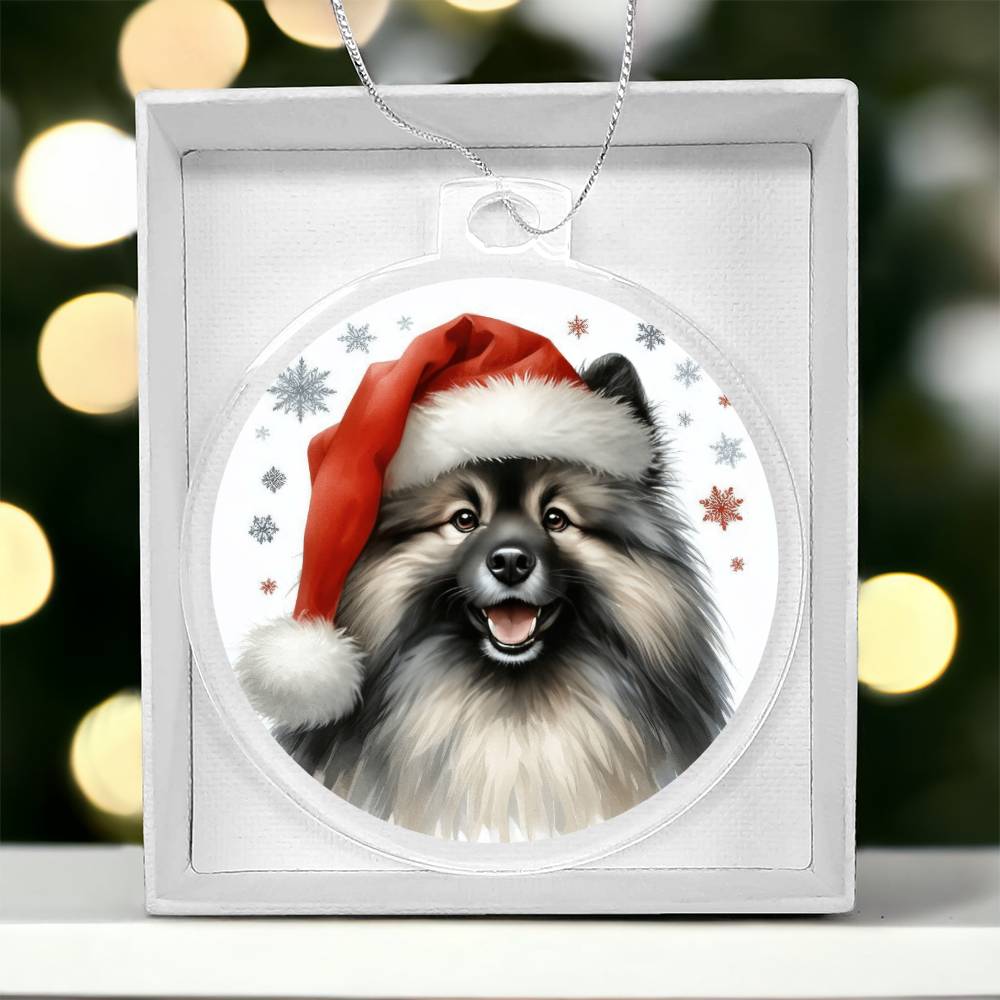 Christmas Dog - Keeshond - Acrylic Ornament