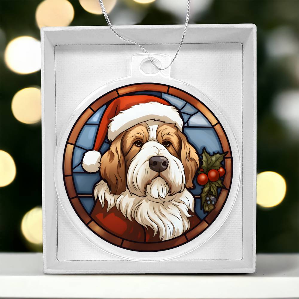 Dog Stained Glass Christmas Design 034 - Acrylic Ornament