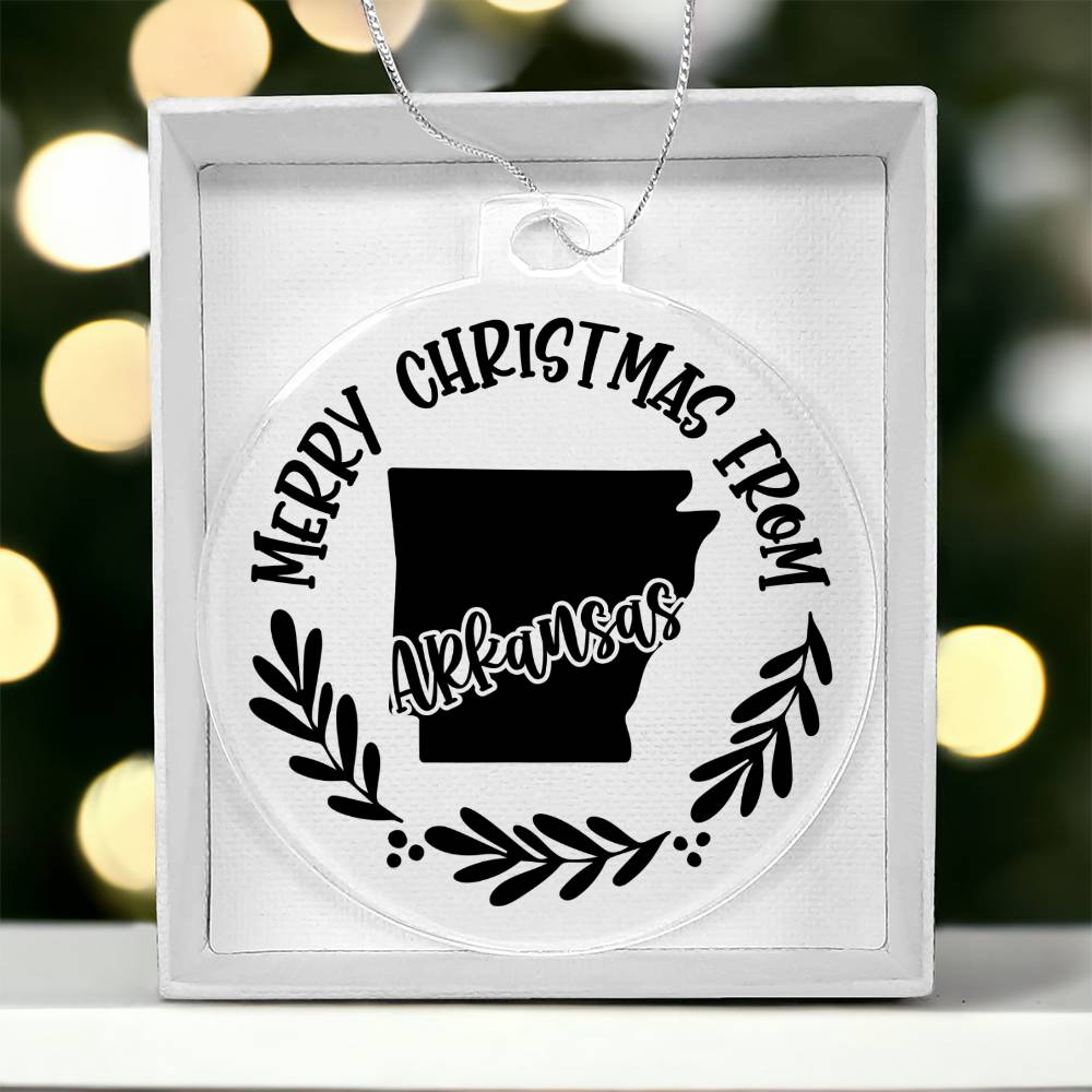 Merry Christmas From Arkansas - Acrylic Ornament