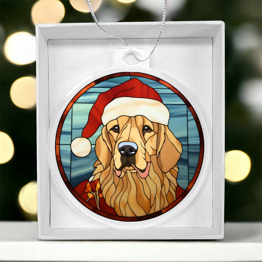 Dog Stained Glass Christmas Design 010 - Acrylic Ornament