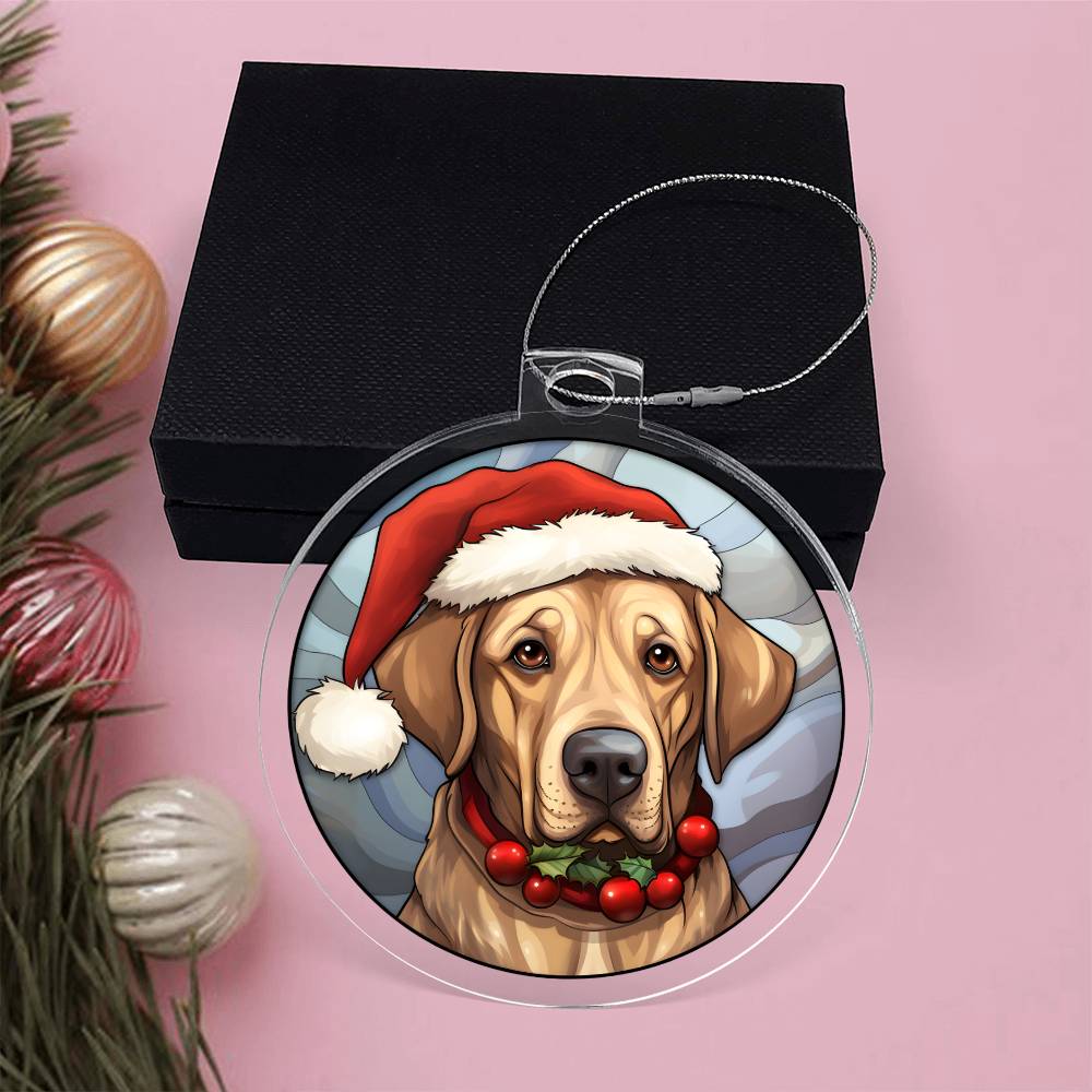 Dog Stained Glass Christmas Design 003 - Acrylic Ornament