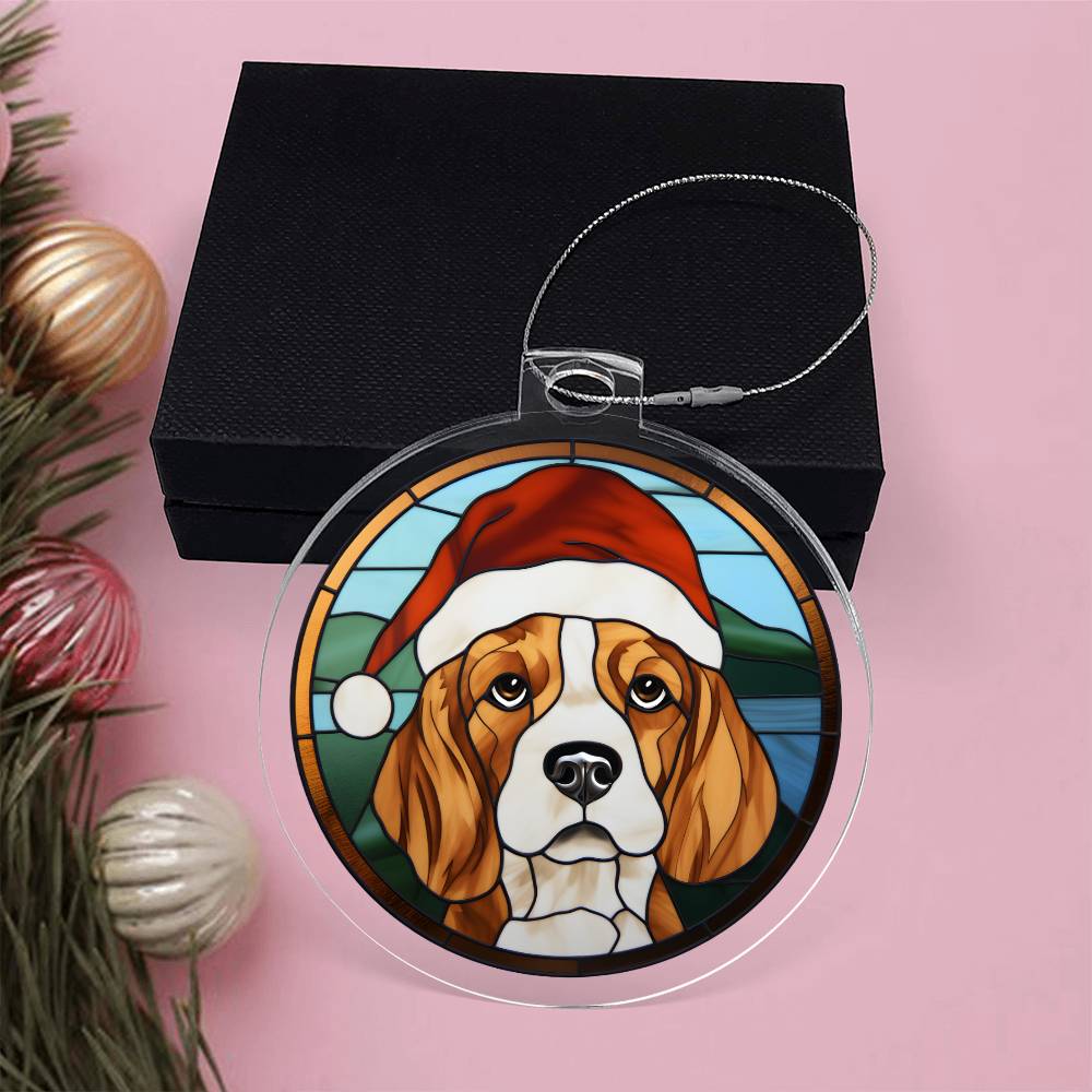 Dog Stained Glass Christmas Design 023 - Acrylic Ornament