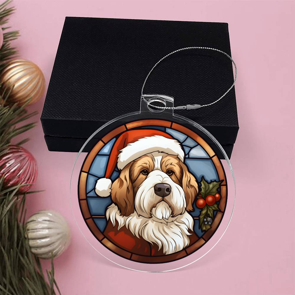 Dog Stained Glass Christmas Design 034 - Acrylic Ornament