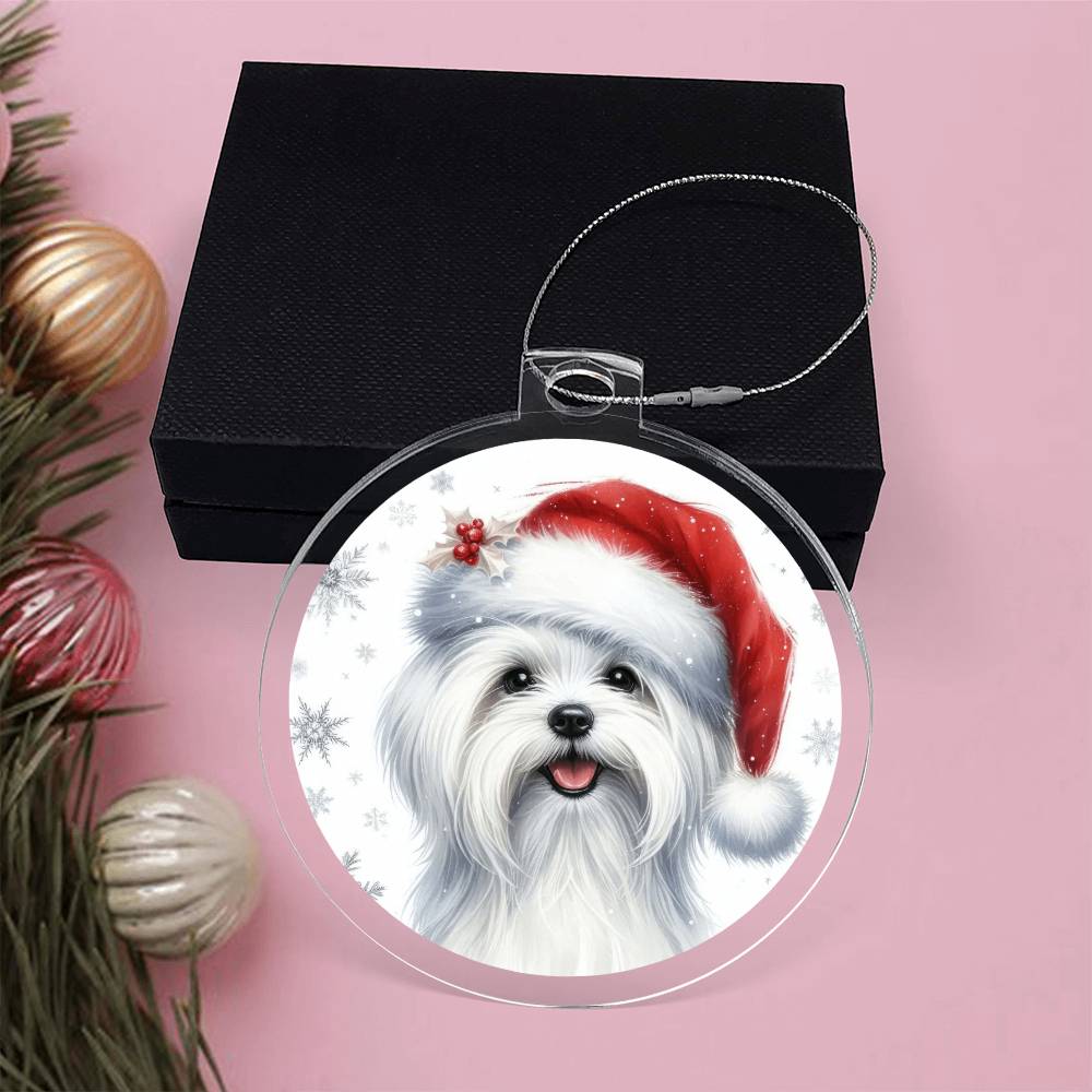 Christmas Dog - Maltese - Acrylic Ornament