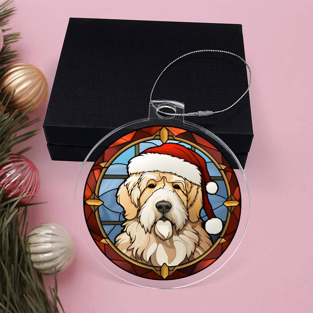 Dog Stained Glass Christmas Design 025 - Acrylic Ornament