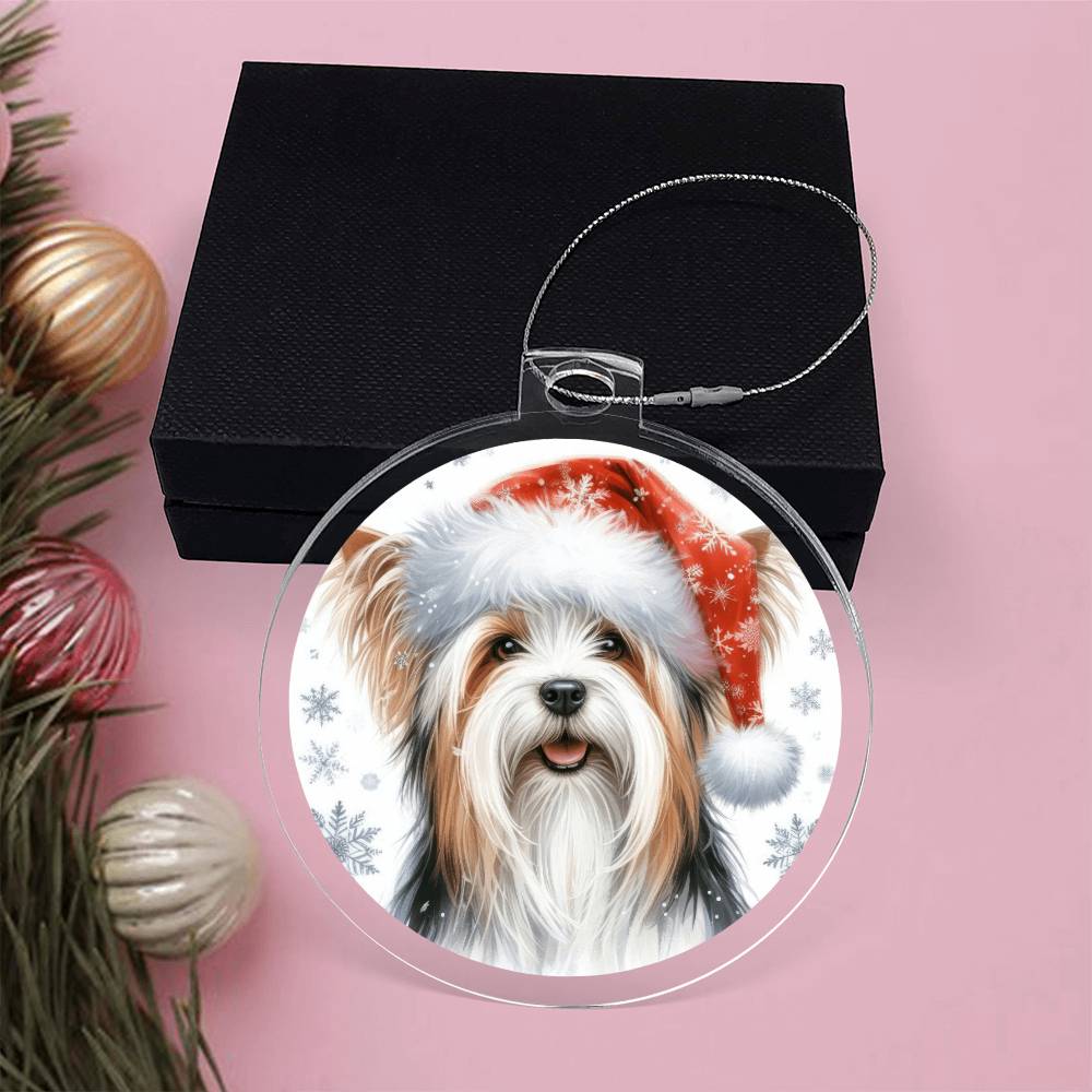 Christmas Dog - Biewer Terrier - Acrylic Ornament