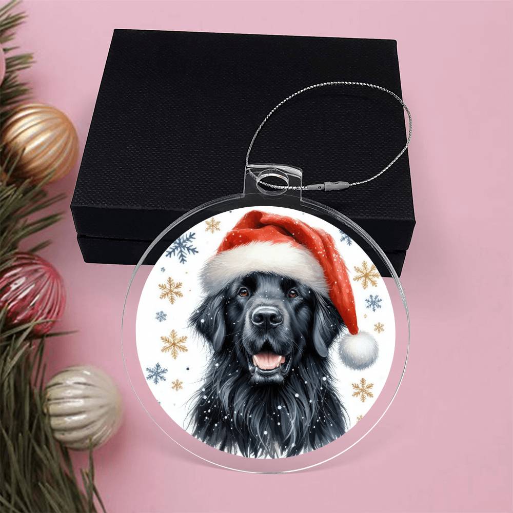 Christmas Dog - Flat-Coated Retriever - Acrylic Ornament