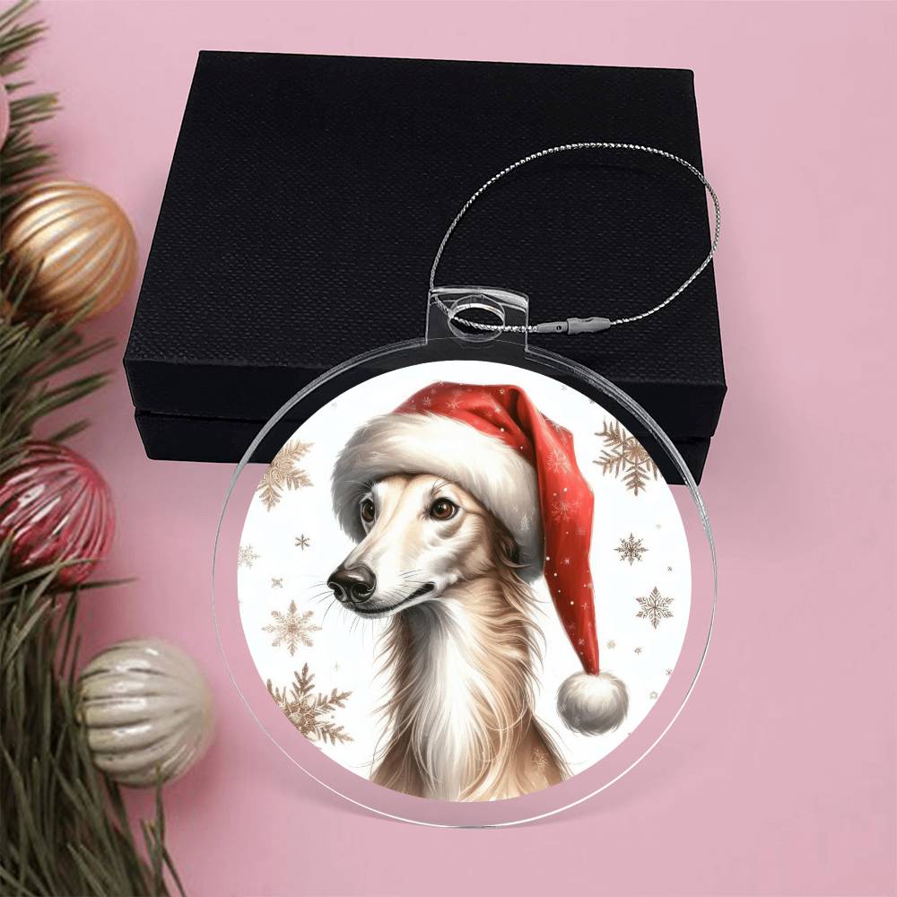 Christmas Dog - Greyhound - Acrylic Ornament