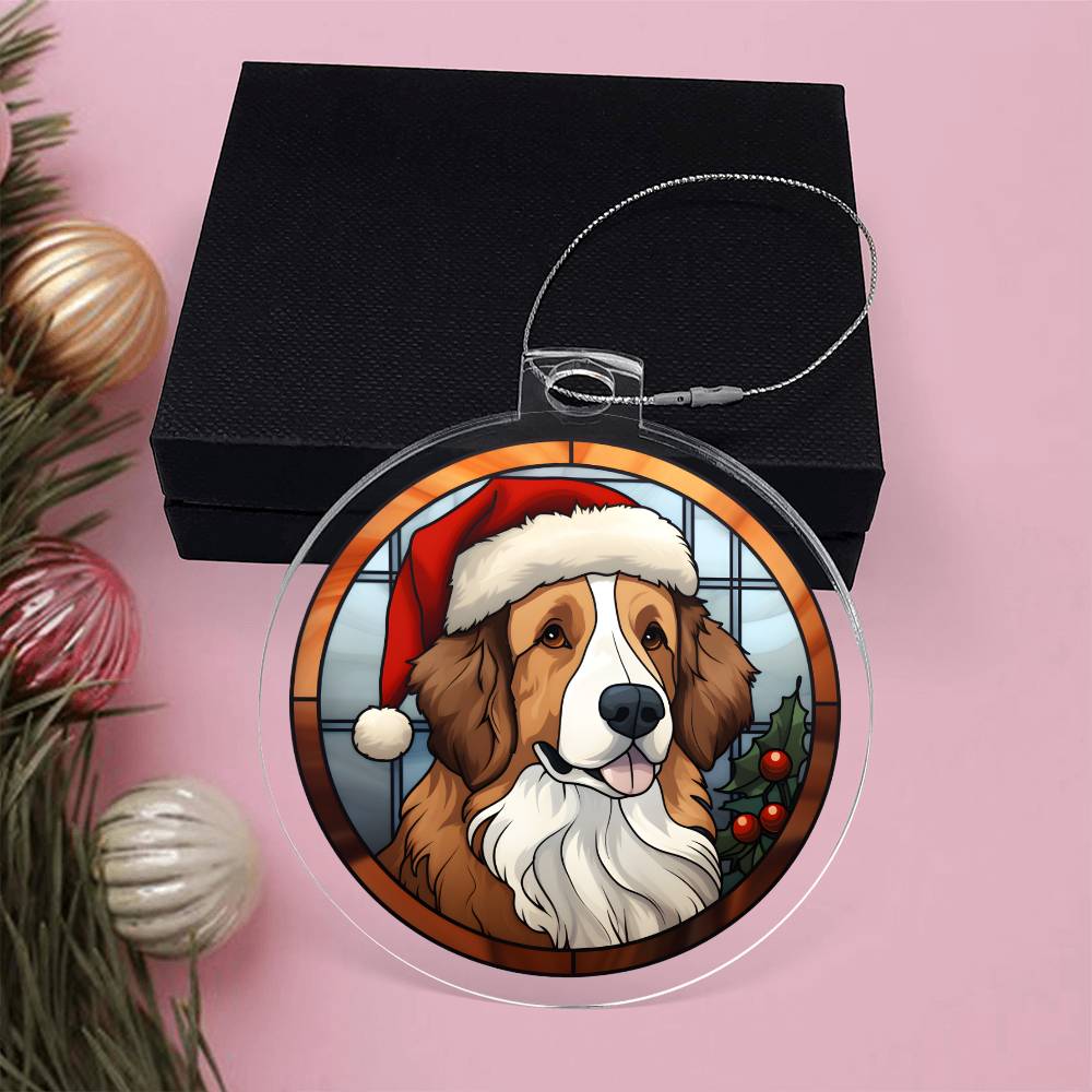Dog Stained Glass Christmas Design 024 - Acrylic Ornament