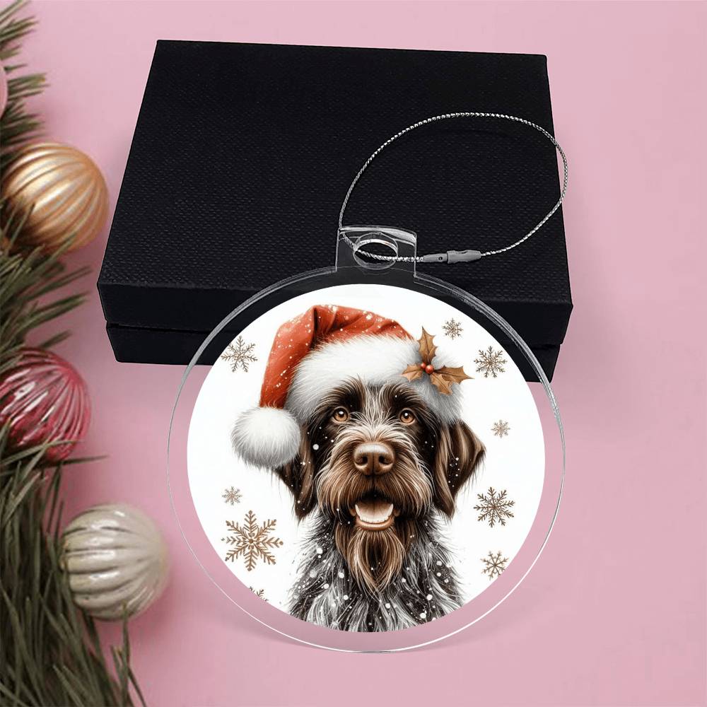 Christmas Dog - German Wirehaired Pointer - Acrylic Ornament