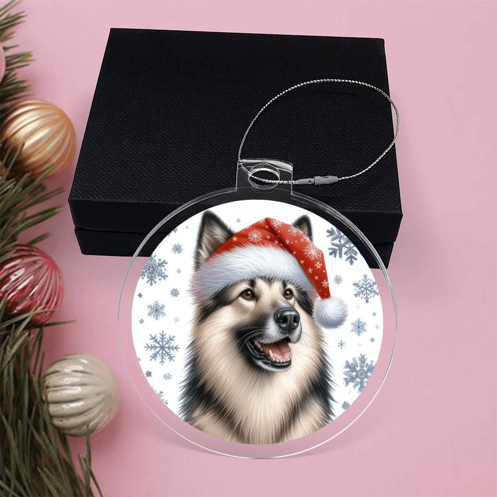 Christmas Dog - Norwegian Elkhound - Acrylic Ornament