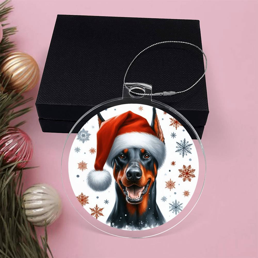 Christmas Dog - Doberman Pinscher - Acrylic Ornament