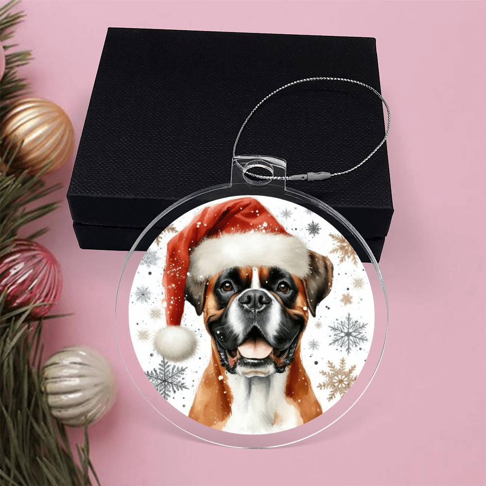 Christmas Dog - Boxer - Acrylic Ornament