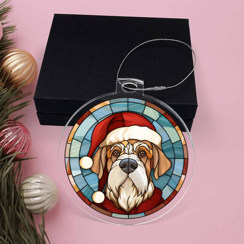 Dog Stained Glass Christmas Design 006 - Acrylic Ornament