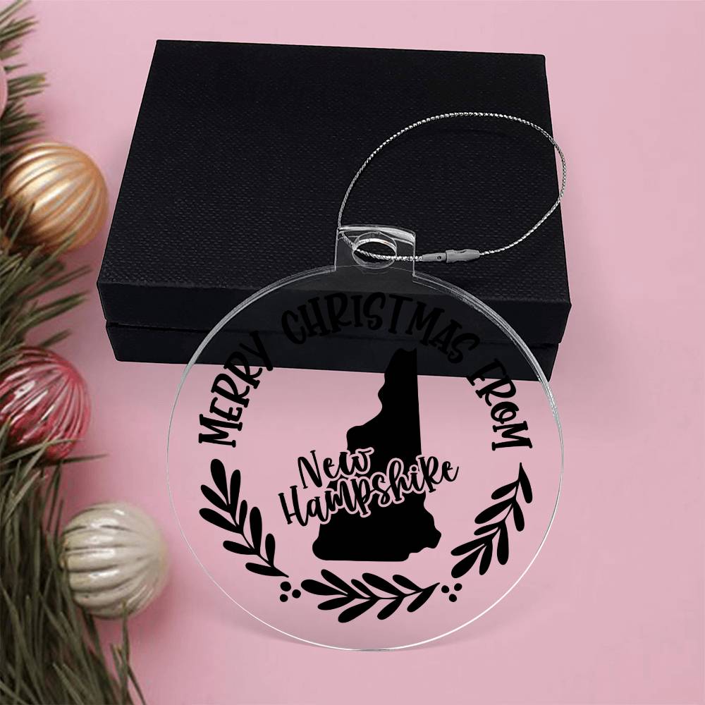 Merry Christmas From New Hampshire - Acrylic Ornament