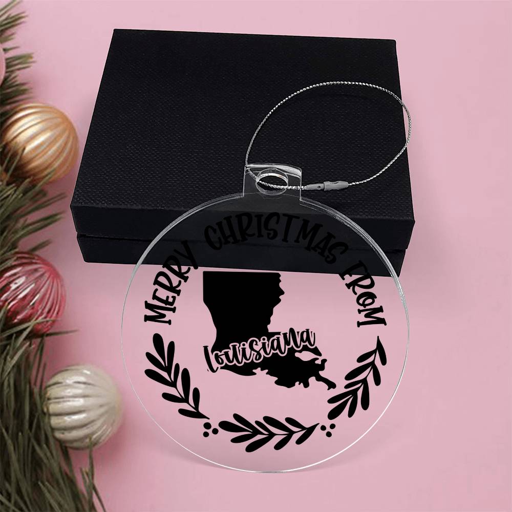 Merry Christmas From Louisiana - Acrylic Ornament