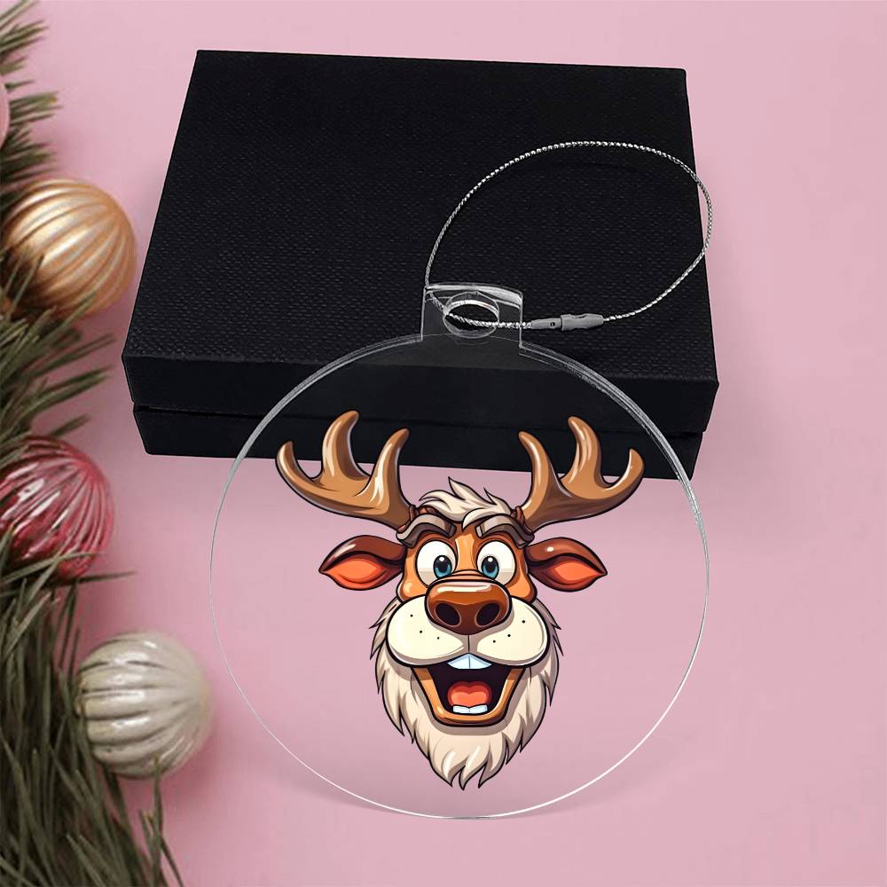 Funny Reindeer Face 08 - Acrylic Ornament