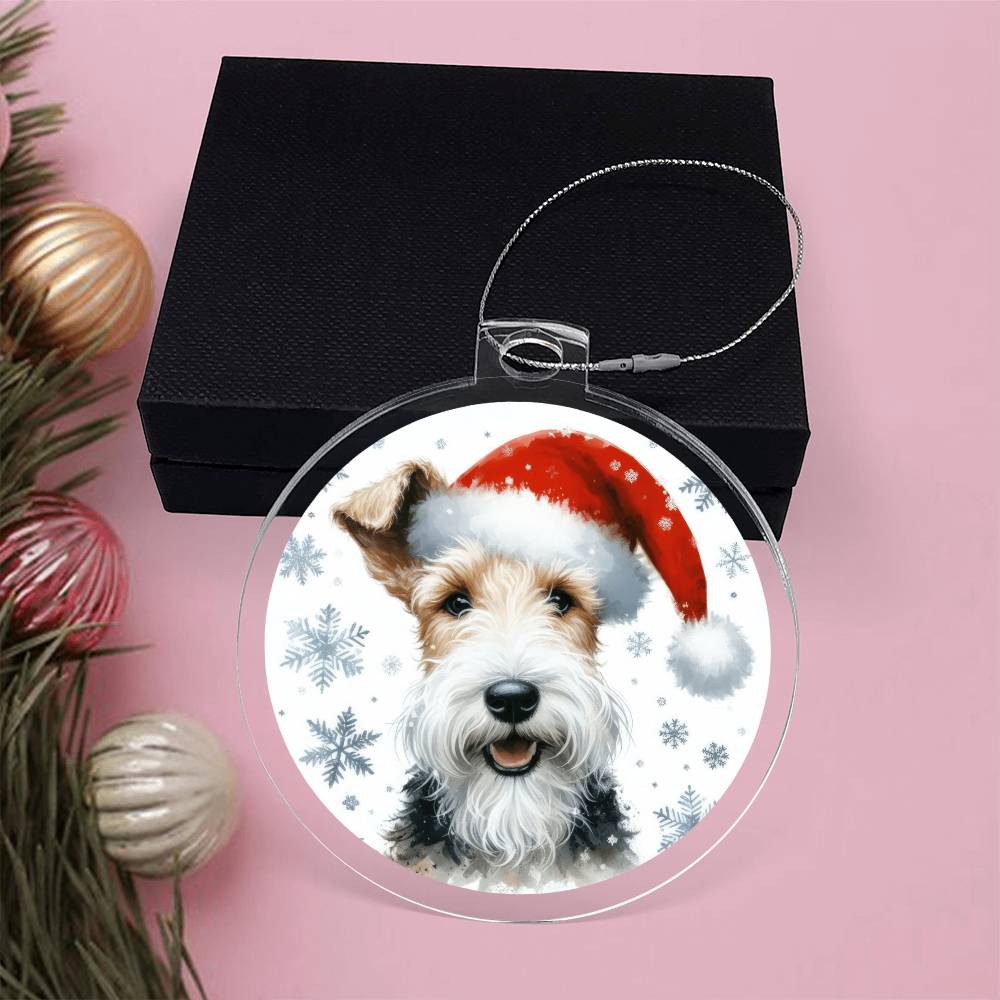 Christmas Dog - Wire Fox Terrier - Acrylic Ornament
