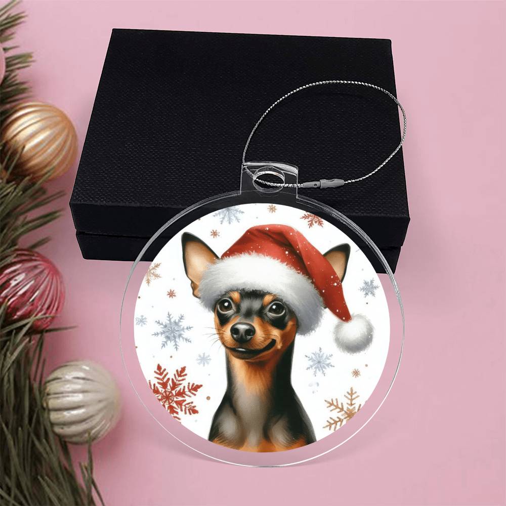 Christmas Dog - Miniature Pinscher - Acrylic Ornament