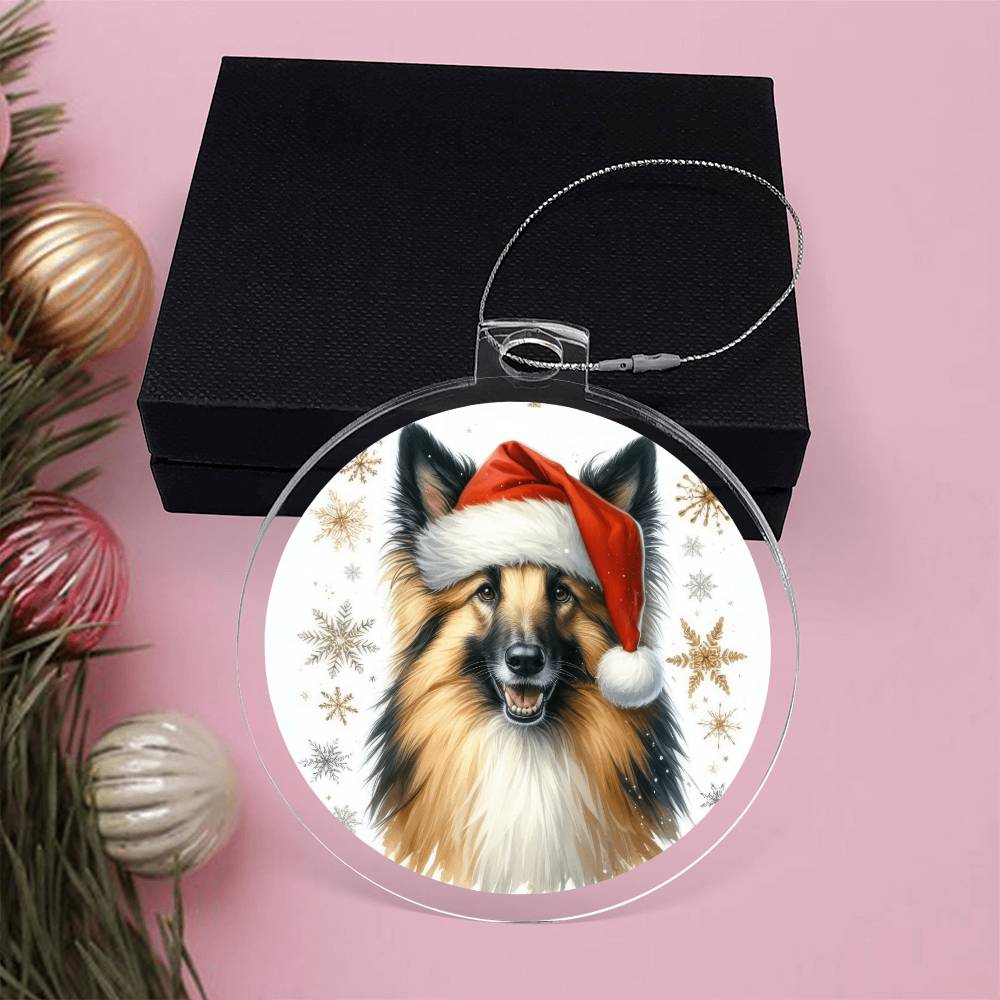 Christmas Dog - Belgian Sheepdog - Acrylic Ornament