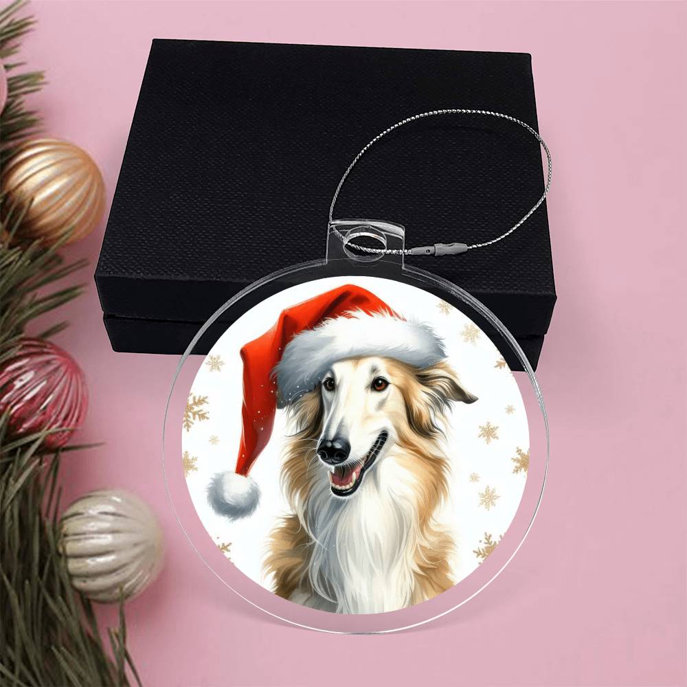 Christmas Dog - Borzoi - Acrylic Ornament