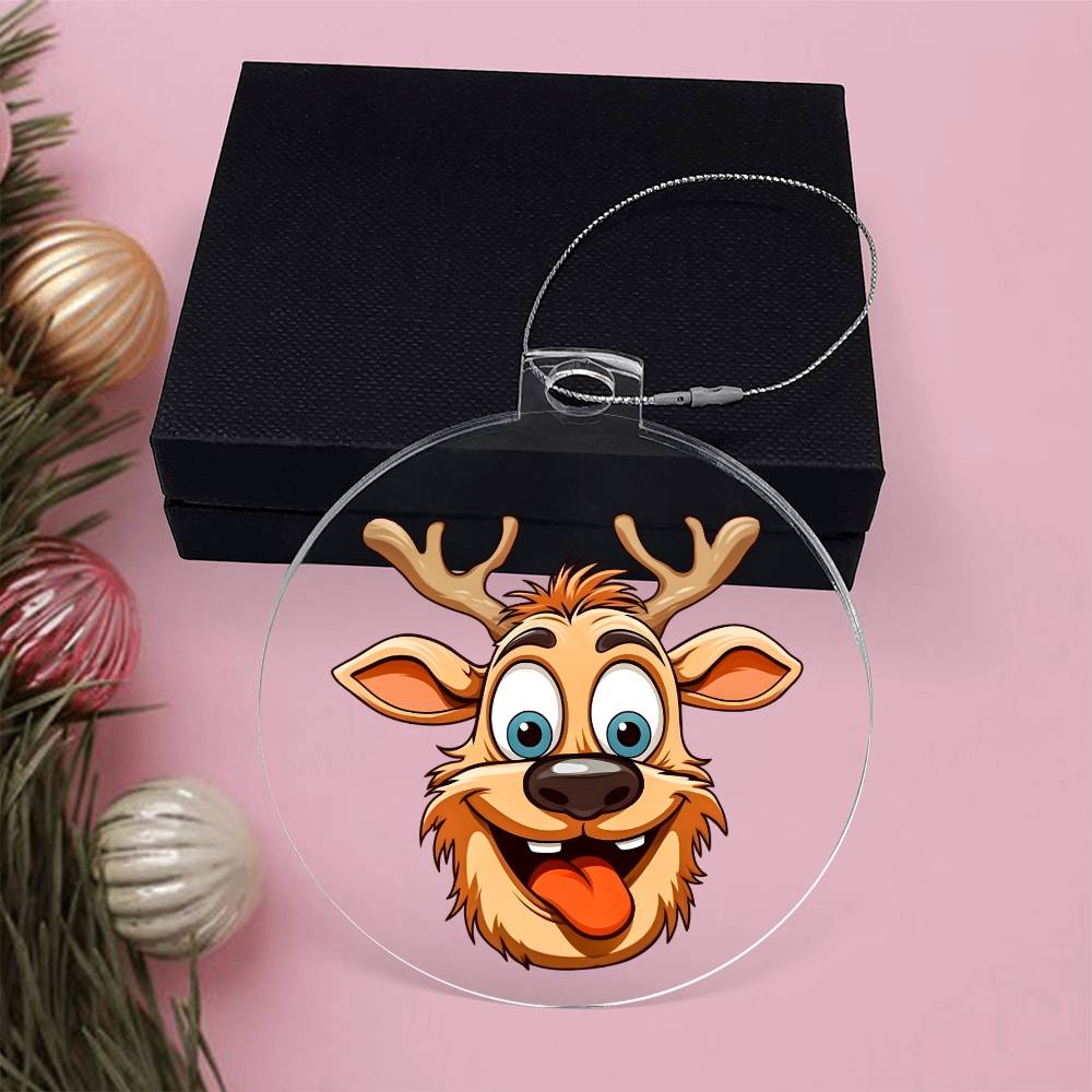 Funny Reindeer Face 07 - Acrylic Ornament