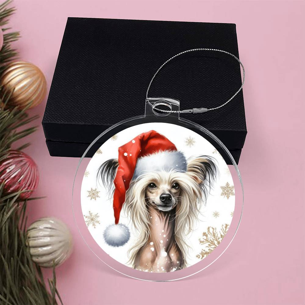 Christmas Dog - Chinese Crested - Acrylic Ornament