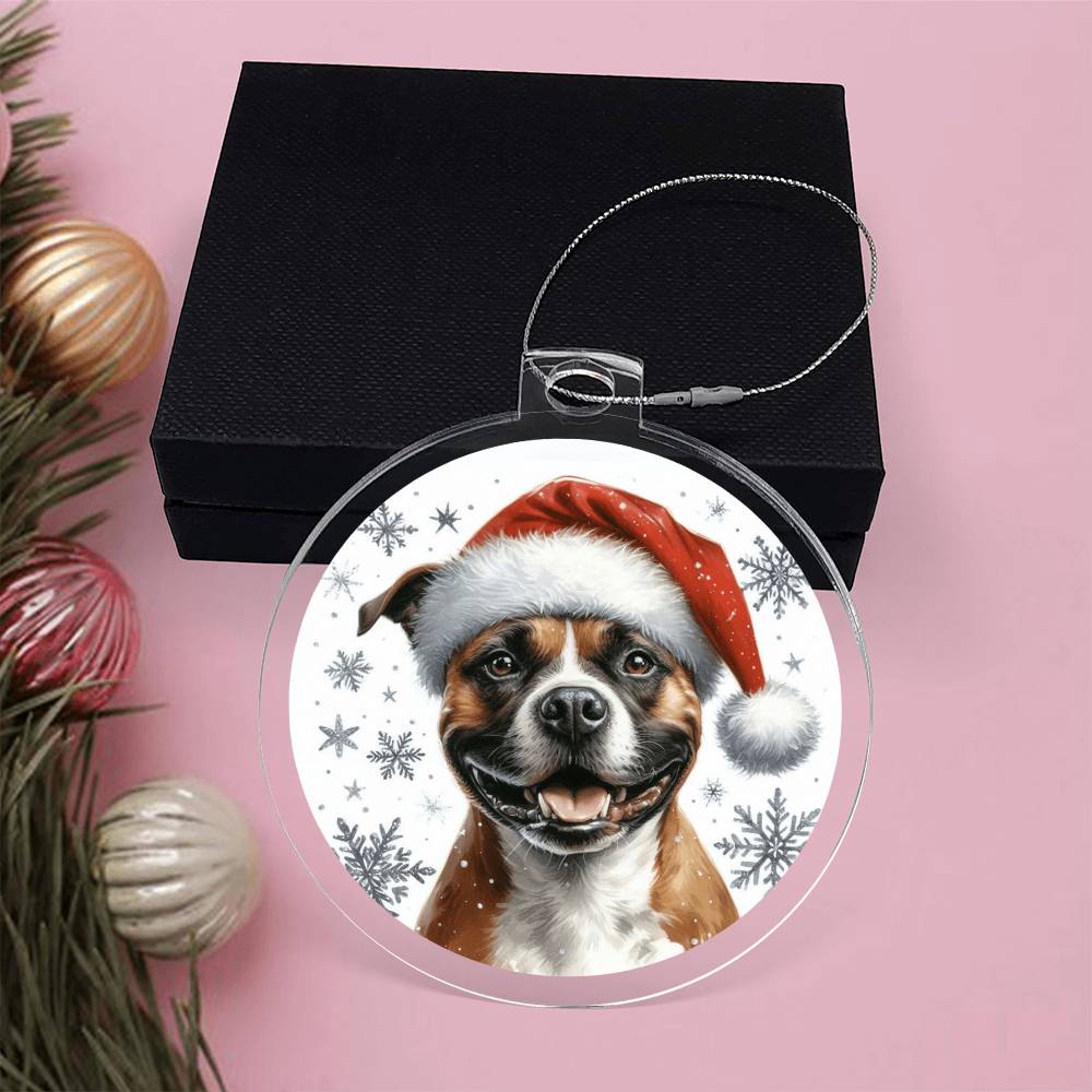 Christmas Dog - Staffordshire Bull Terrier - Acrylic Ornament