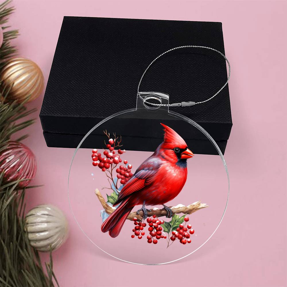 Christmas Cardinal 010 - Acrylic Ornament