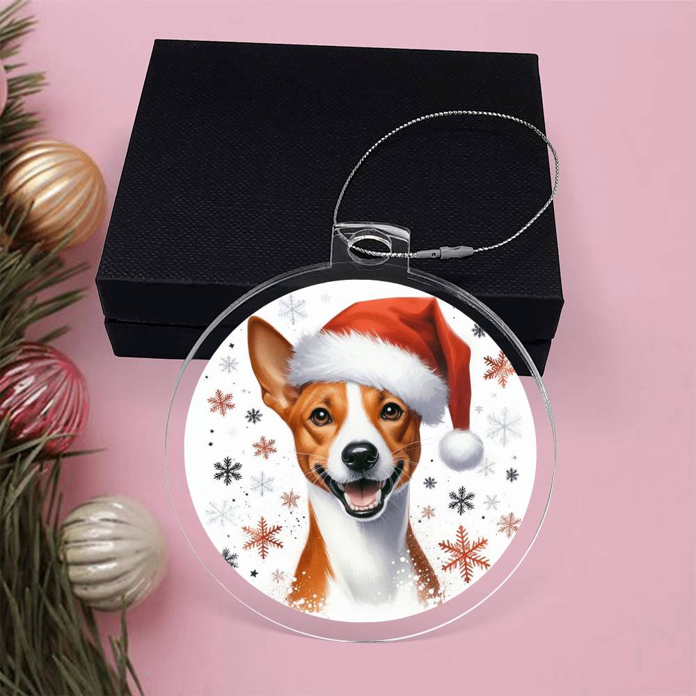 Christmas Dog - Basenji - Acrylic Ornament