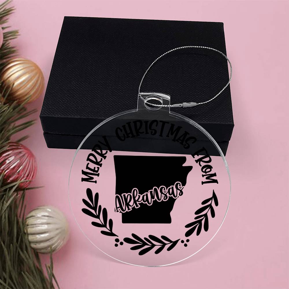 Merry Christmas From Arkansas - Acrylic Ornament