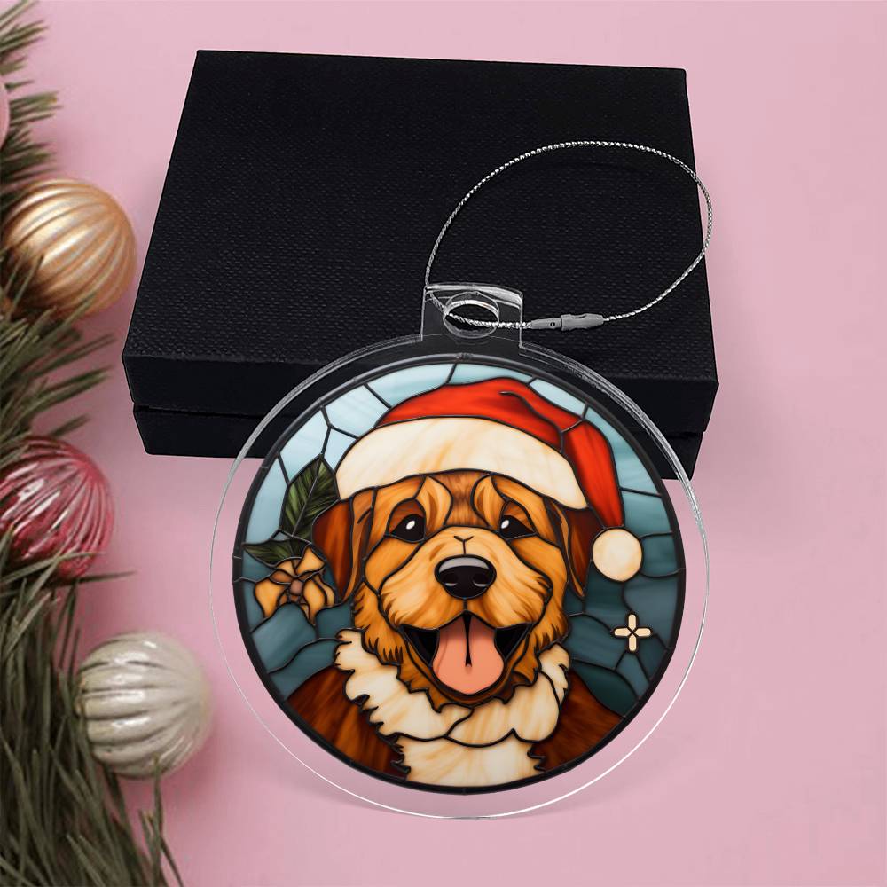 Dog Stained Glass Christmas Design 011 - Acrylic Ornament