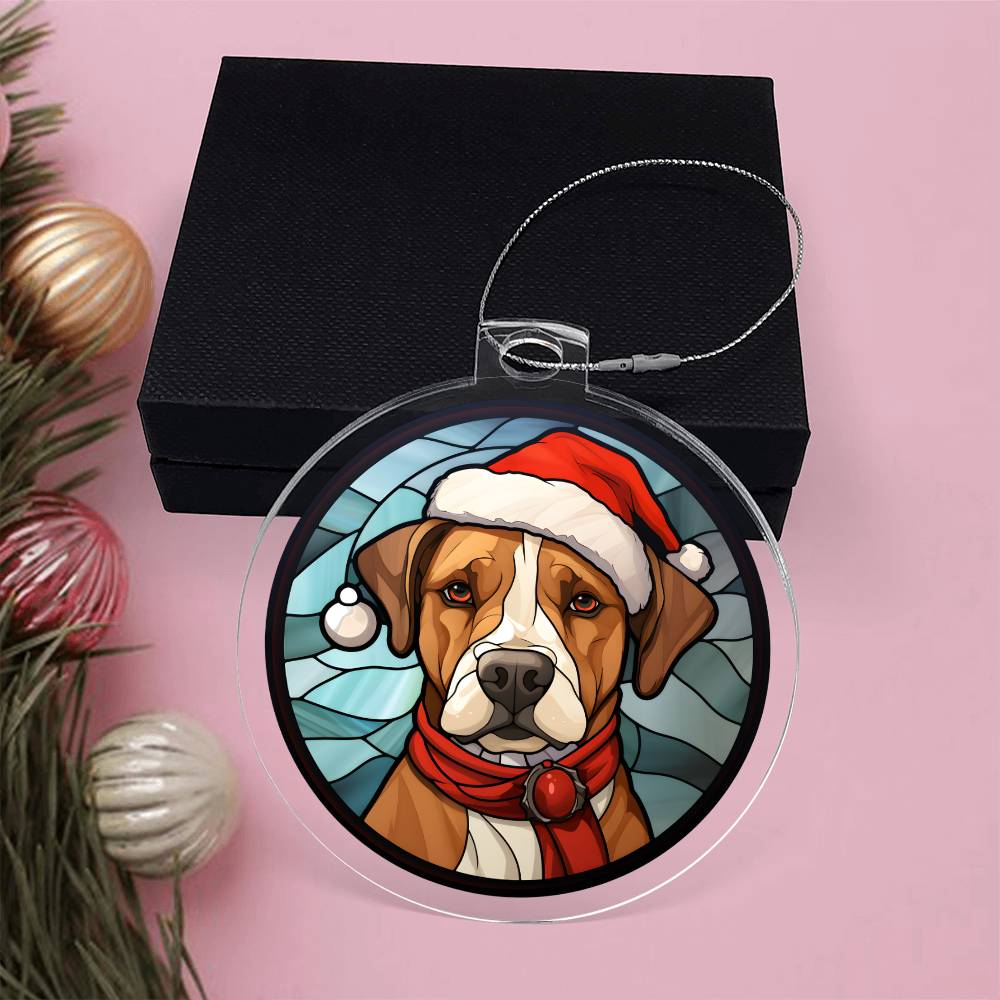 Dog Stained Glass Christmas Design 012 - Acrylic Ornament