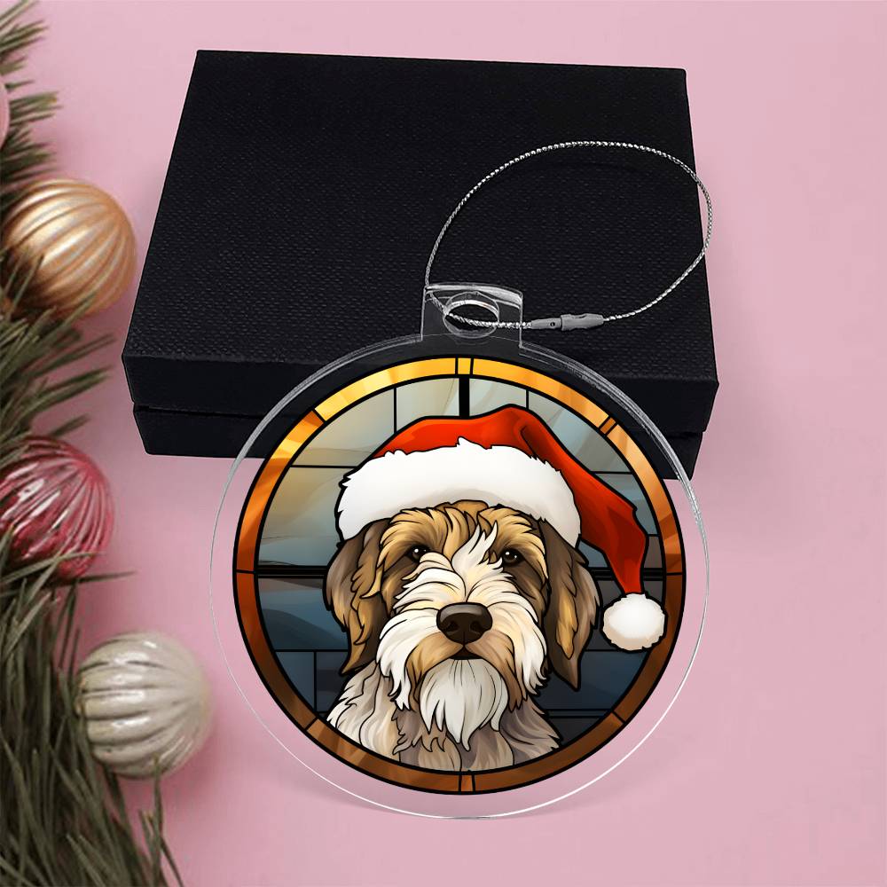 Dog Stained Glass Christmas Design 019 - Acrylic Ornament