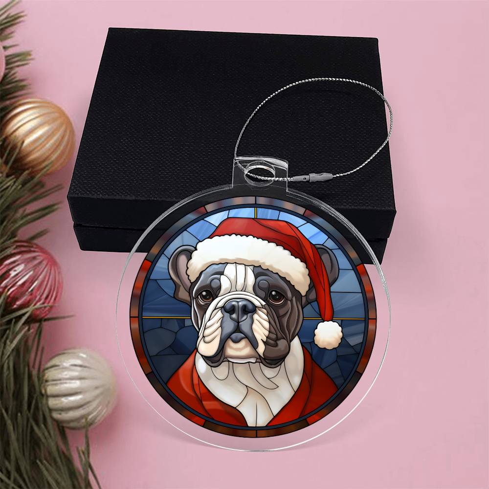 Dog Stained Glass Christmas Design 030 - Acrylic Ornament
