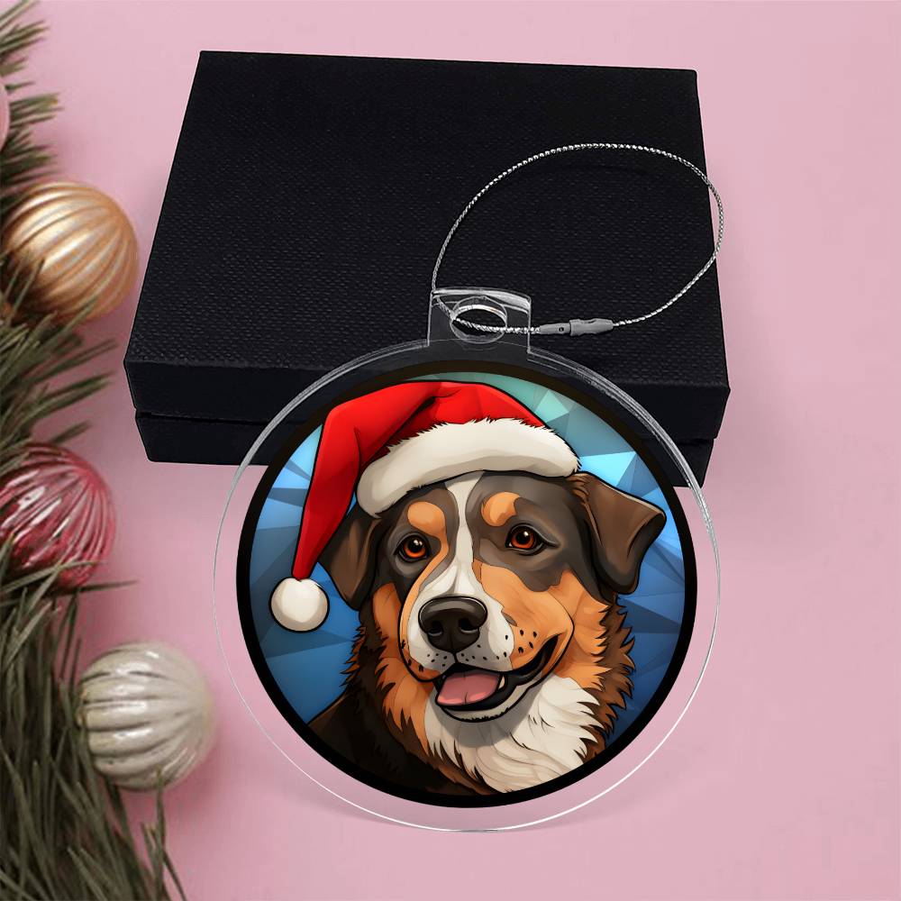 Dog Stained Glass Christmas Design 008 - Acrylic Ornament