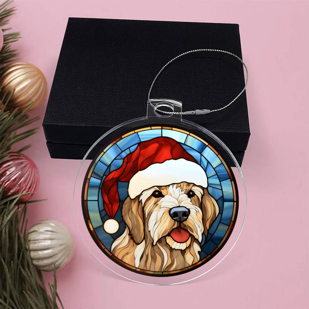 Dog Stained Glass Christmas Design 028 - Acrylic Ornament