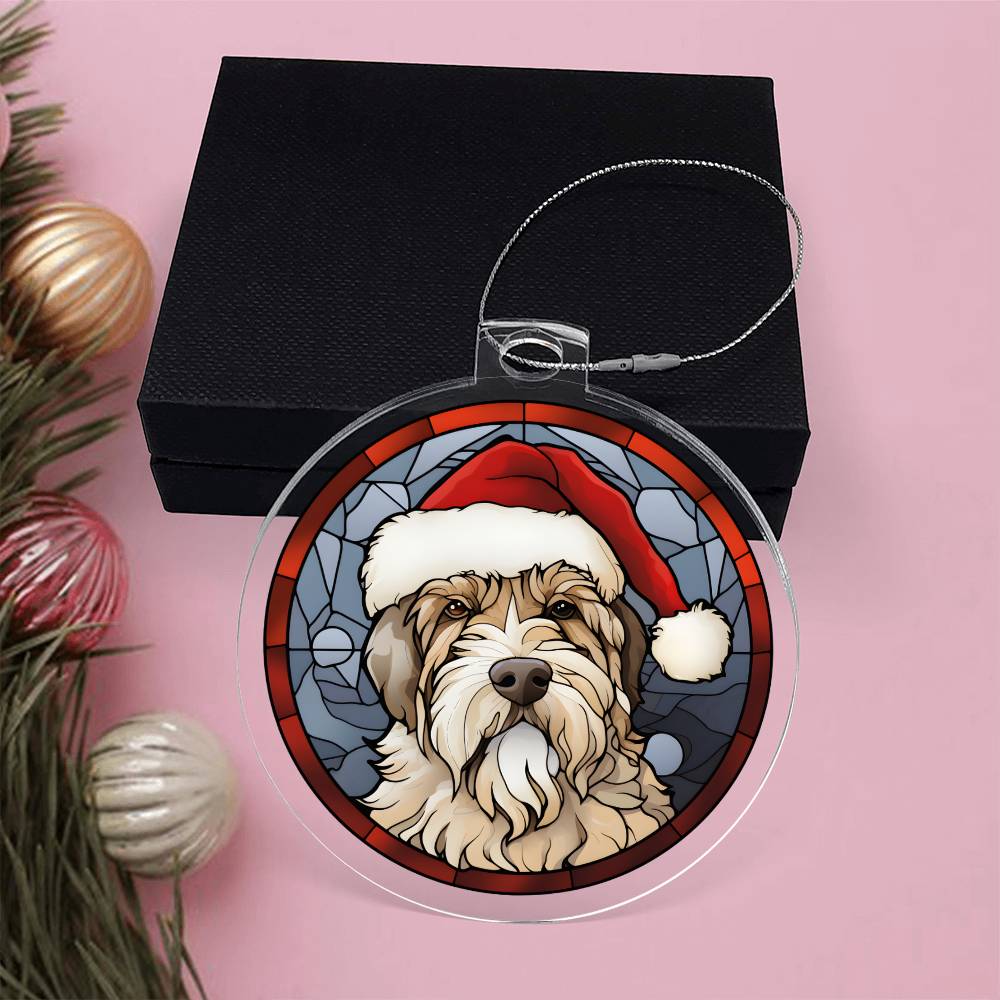 Dog Stained Glass Christmas Design 014 - Acrylic Ornament