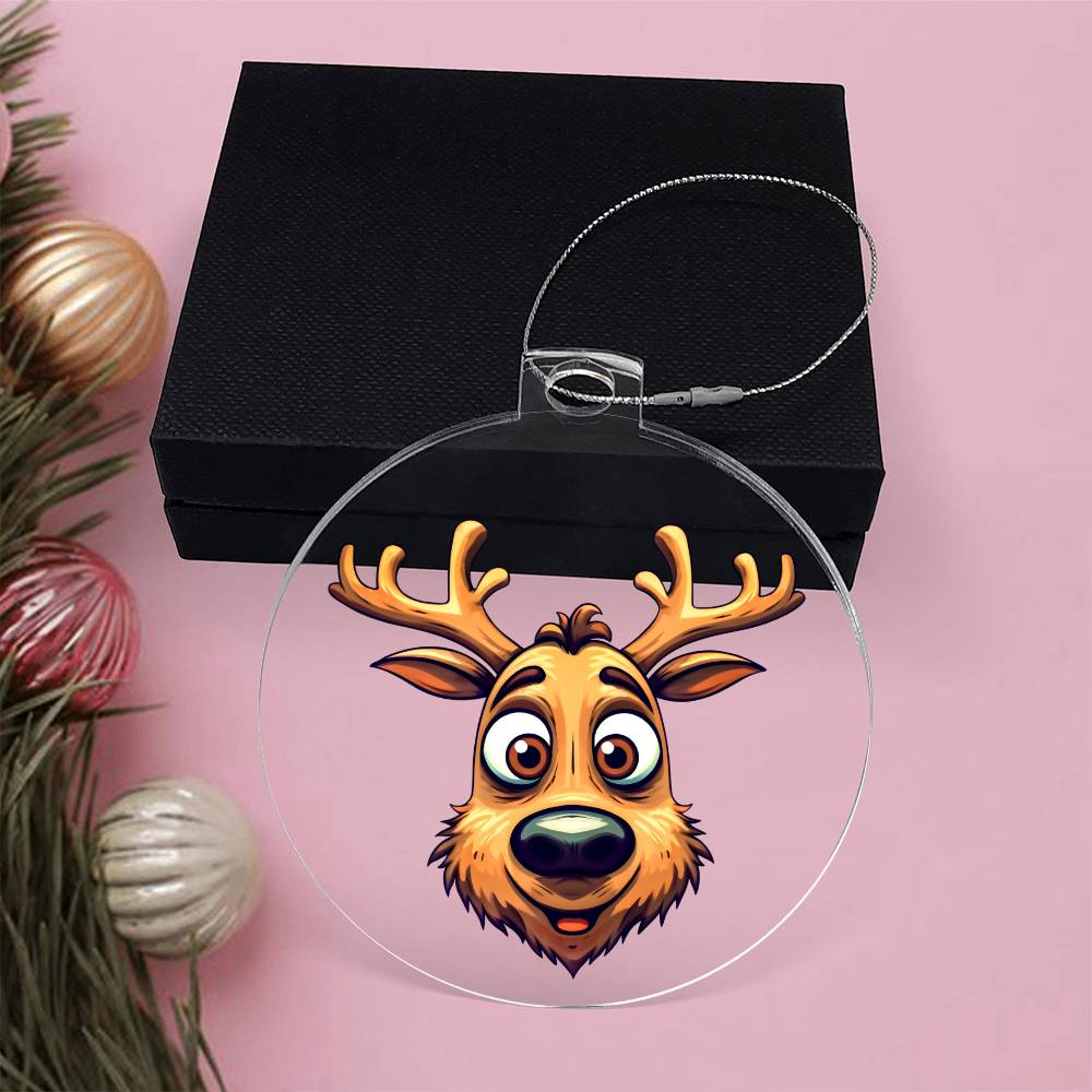 Funny Reindeer Face 12 - Acrylic Ornament