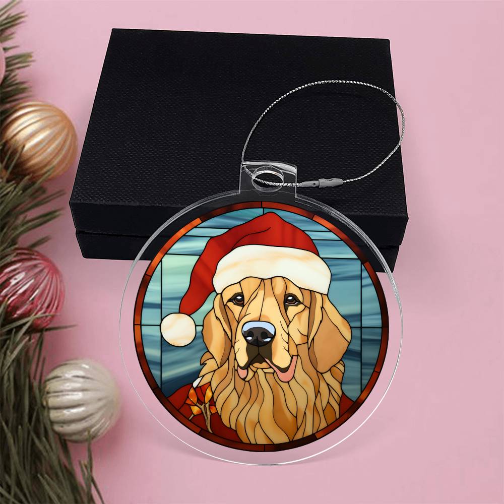 Dog Stained Glass Christmas Design 010 - Acrylic Ornament