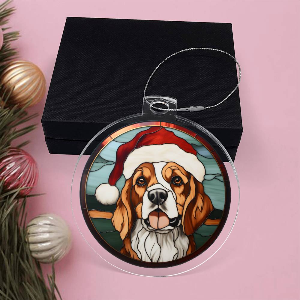 Dog Stained Glass Christmas Design 035 - Acrylic Ornament
