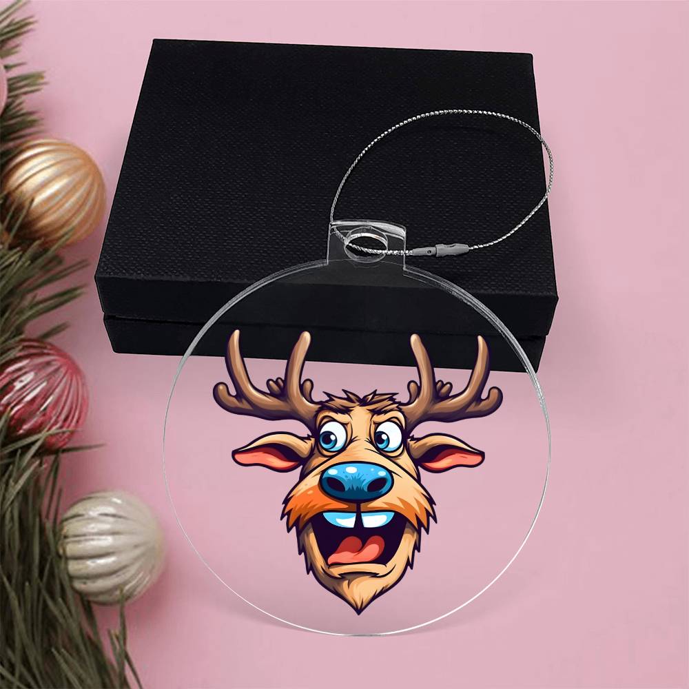 Funny Reindeer Face 05 - Acrylic Ornament