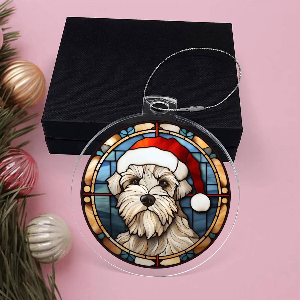 Dog Stained Glass Christmas Design 033 - Acrylic Ornament