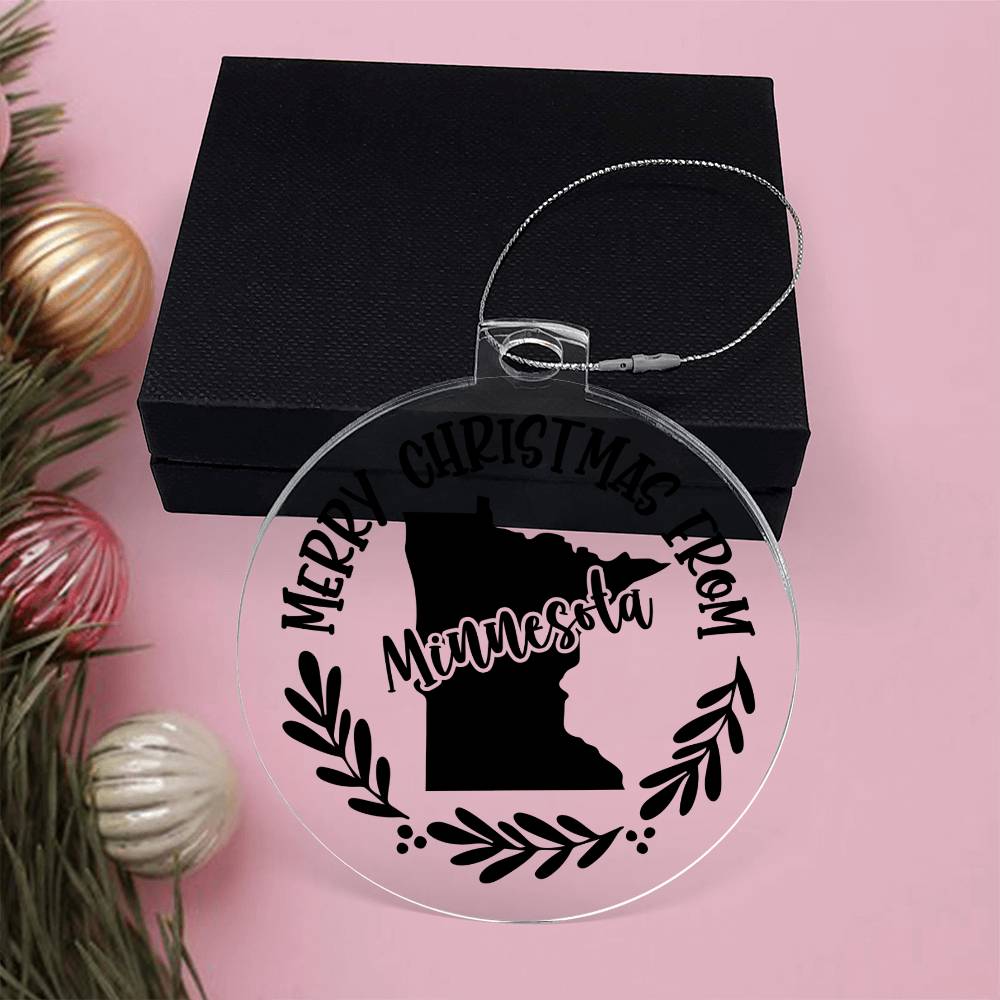 Merry Christmas From Minnesota - Acrylic Ornament