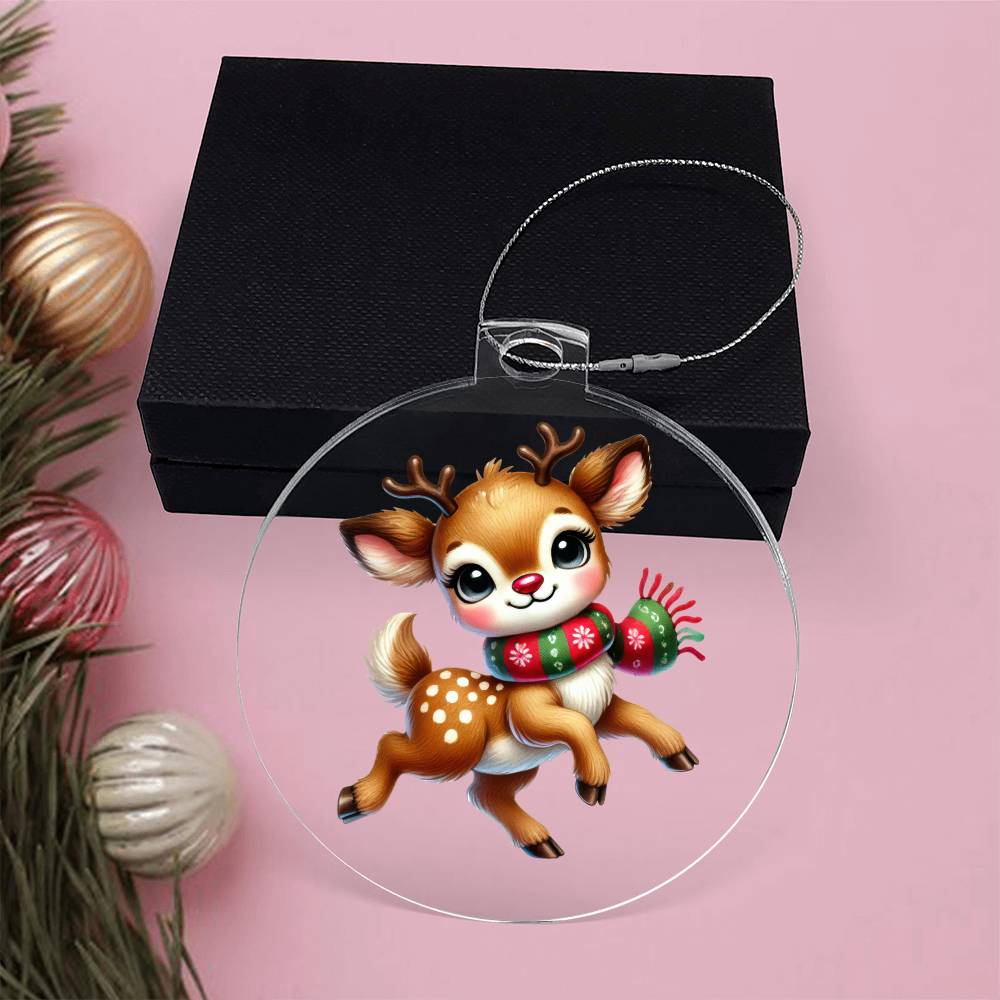 Cute Christmas Reindeer 001 - Acrylic Ornament